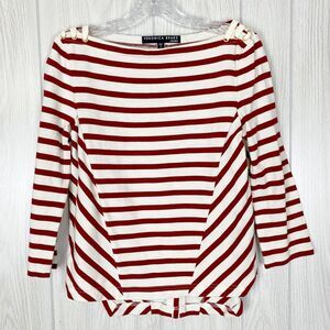 Veronica Beard | Lincoln Mariner Top in Ecru/Red Size XS